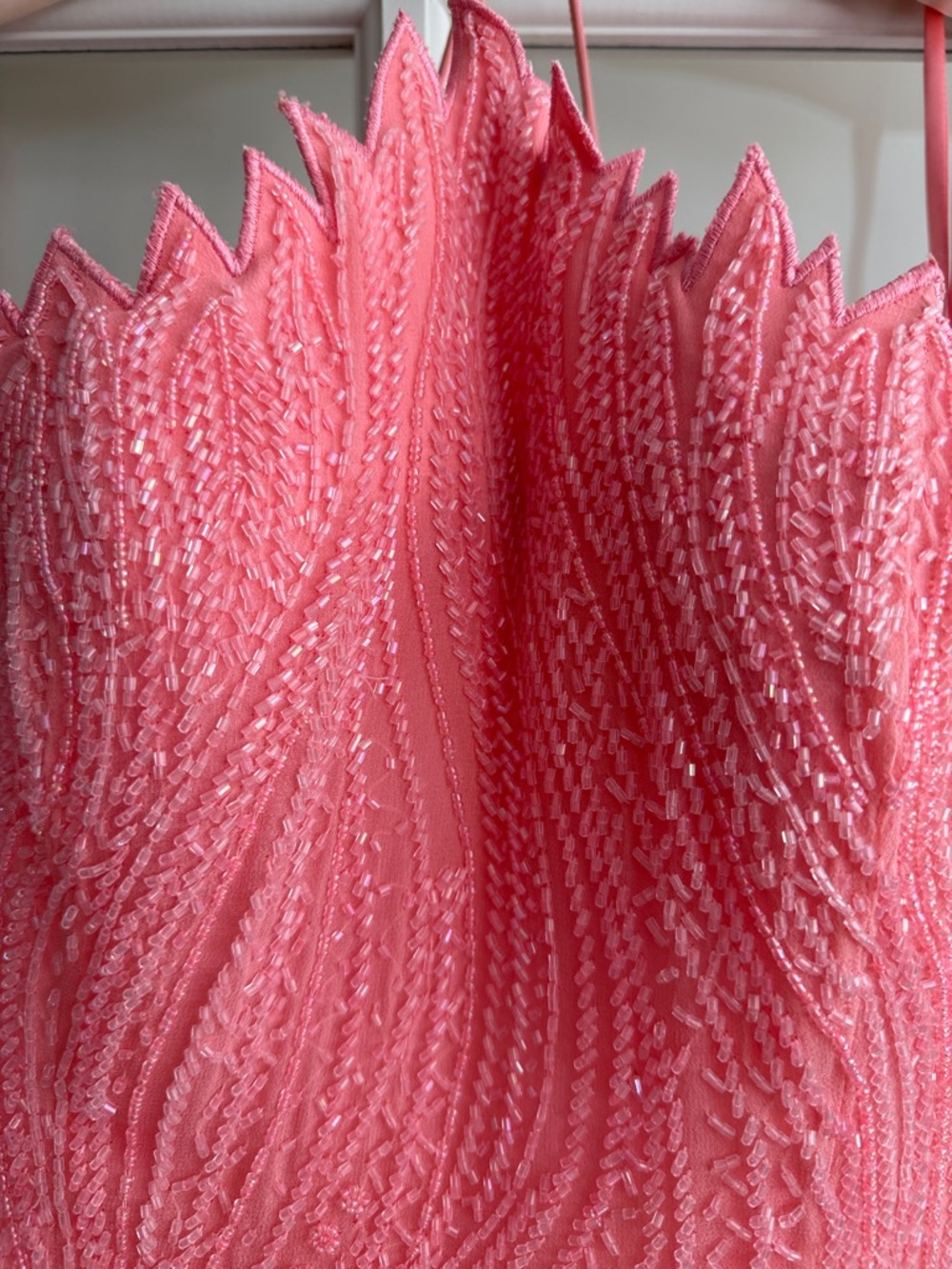 Strapless Beaded Pink Evening Dress